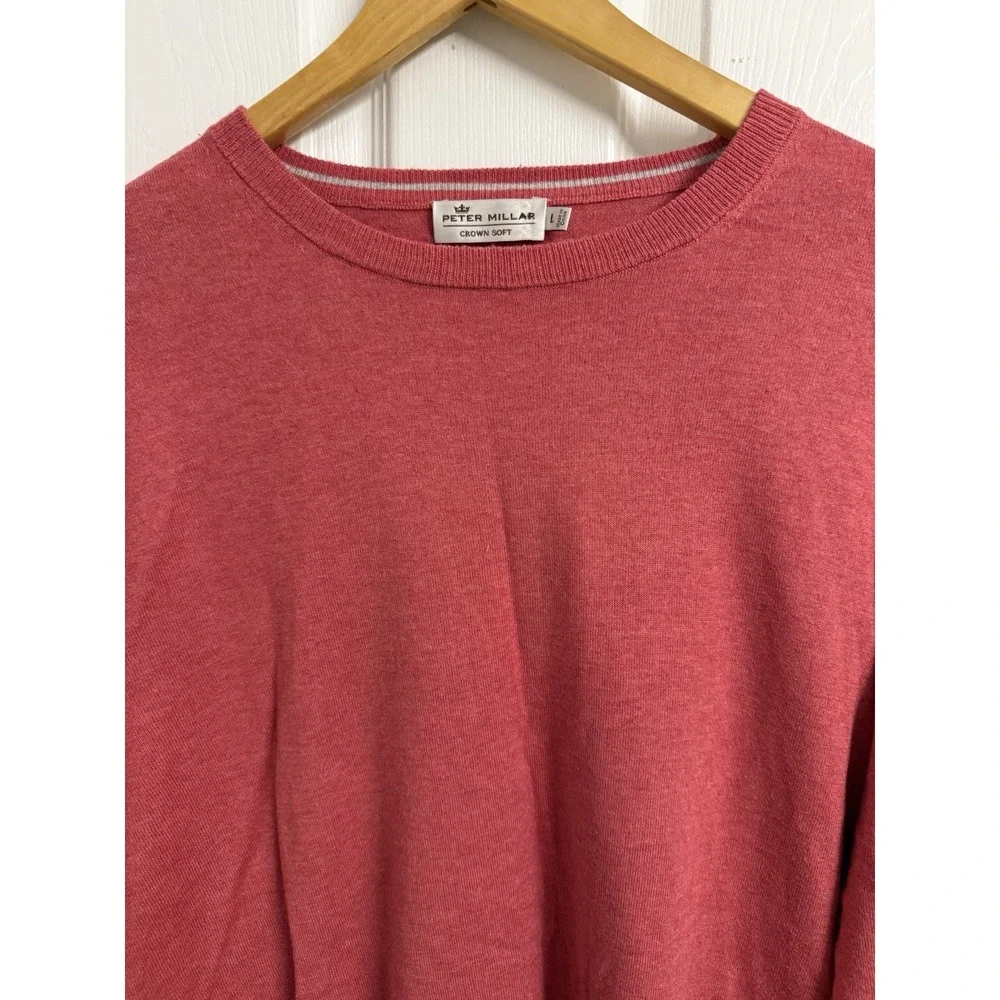 Peter Millar Crown Soft Sweater Men's L Red Pullover Cotton Silk Buisness Casual